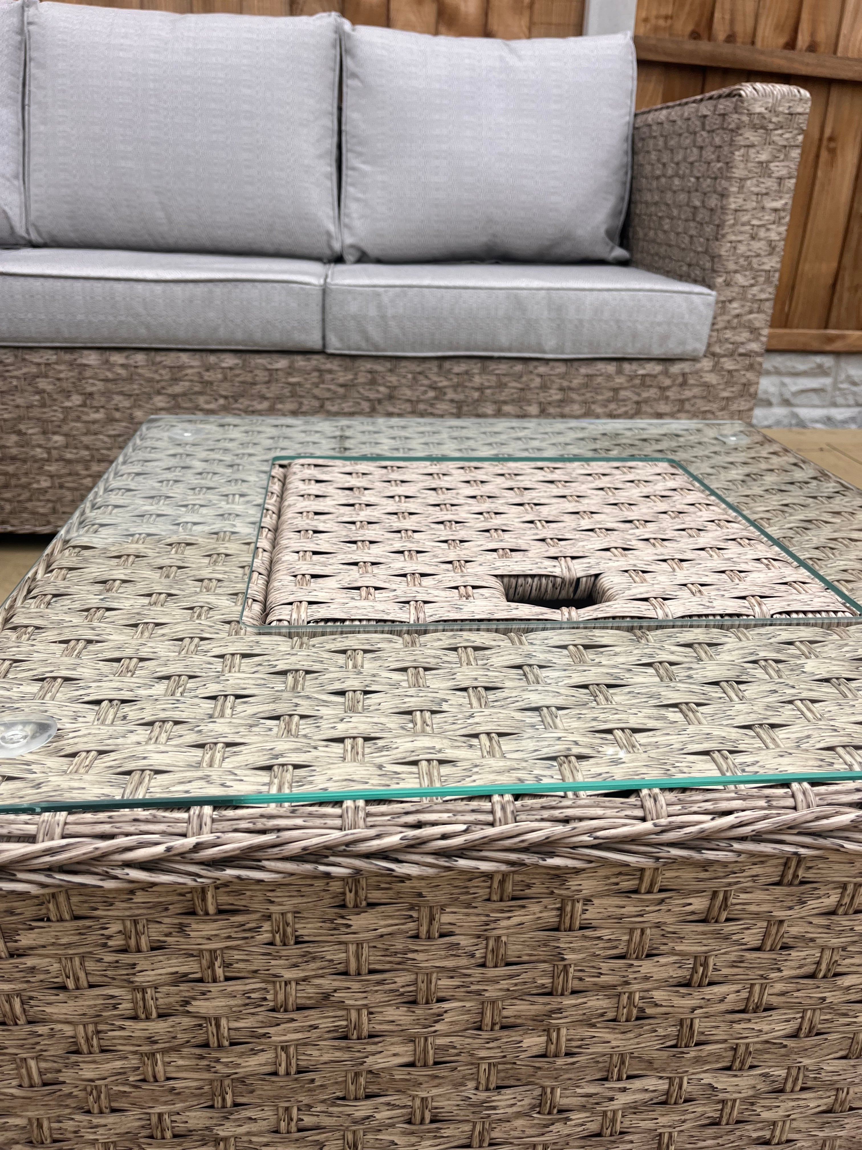 The Fern Corner Lounge Set with Ice Bucket Table – Brown/Beige