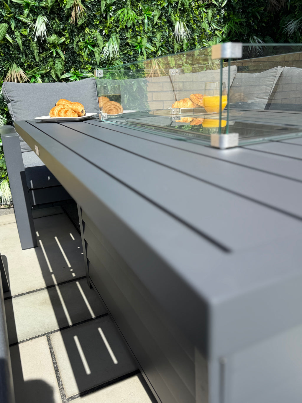 The Meadow 🌿 5 Pcs Aluminium Dining Set Light Grey - Fire-pit Table
