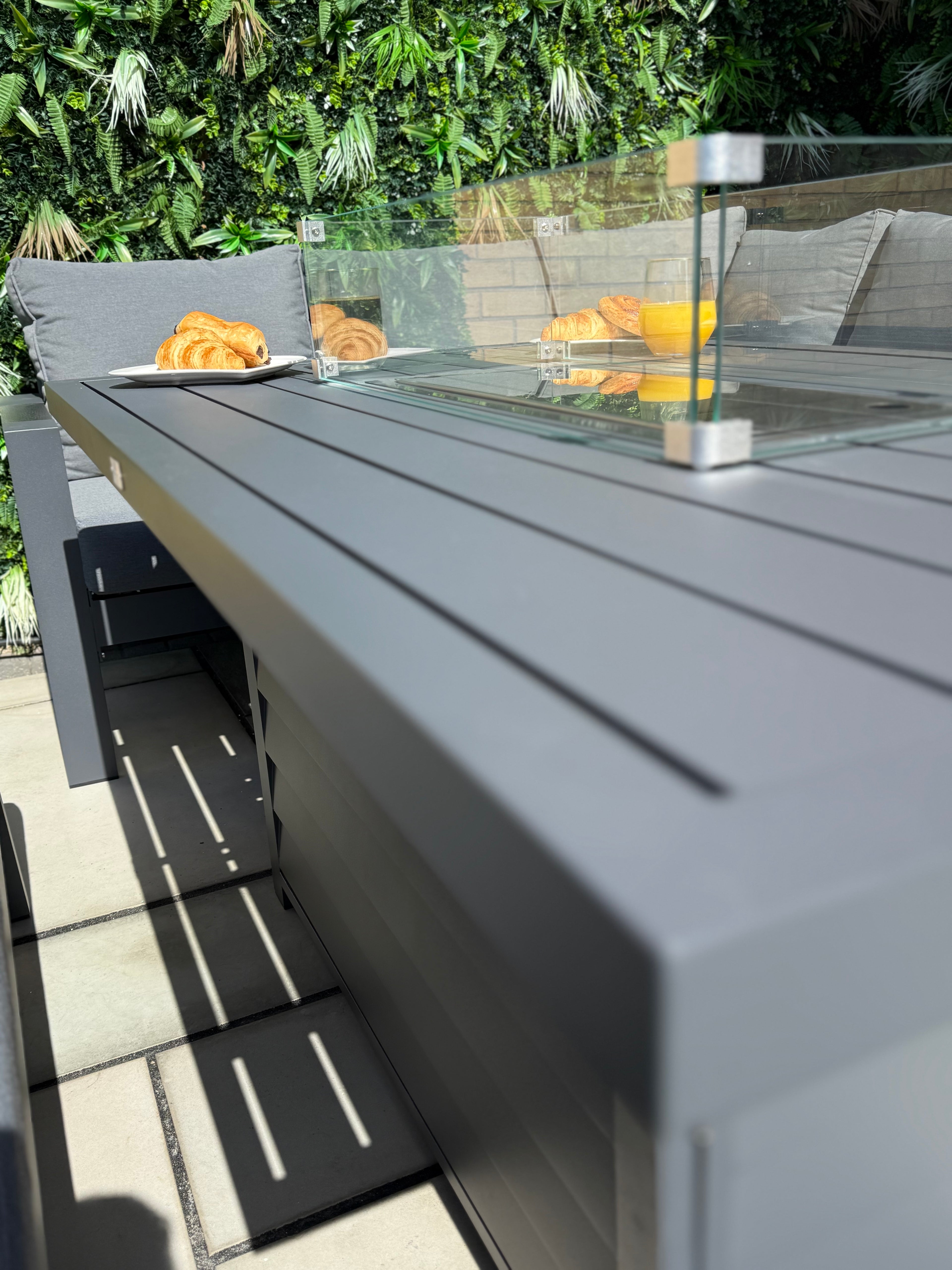 The Meadow 🌿 5 Pcs Aluminium Dining Set Light Grey - Fire-pit Table