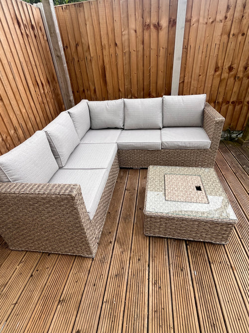 The Fern Corner Lounge Set with Ice Bucket Table – Brown/Beige