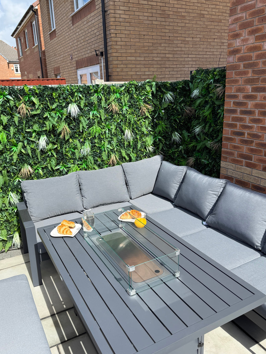 The Meadow 🌿 5 Pcs Aluminium Dining Set Light Grey - Fire-pit Table