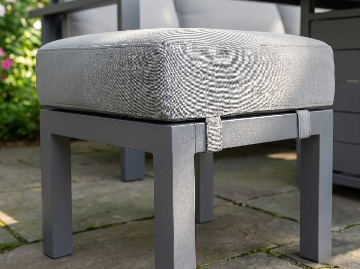 THE MEADOW 🌿 5 PCS ALUMINUM DINING SET LIGHT GREY - FIREPIT TABLE