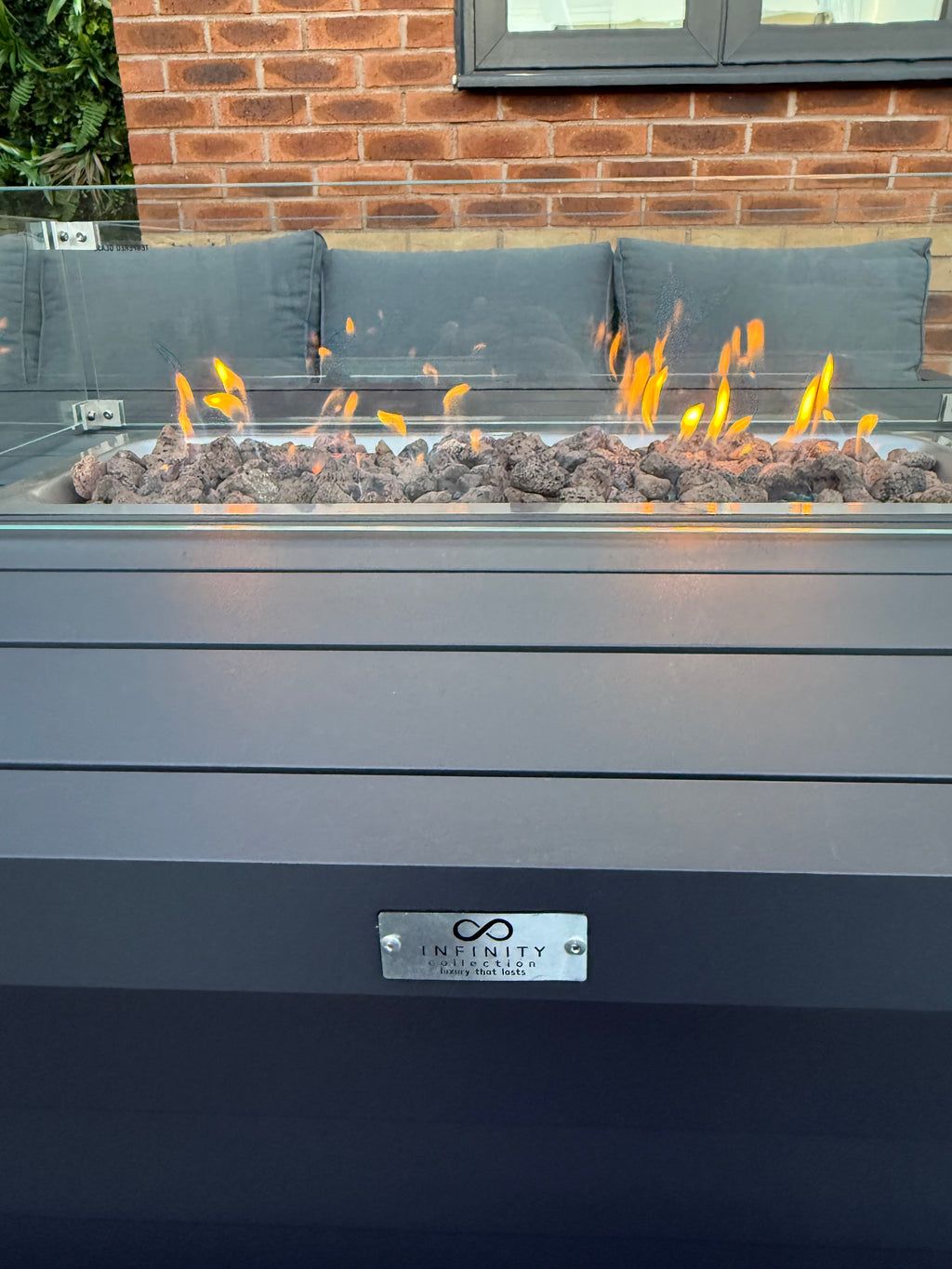 The Meadow 🌿 5 Pcs Aluminium Dining Set Light Grey - Fire-pit Table