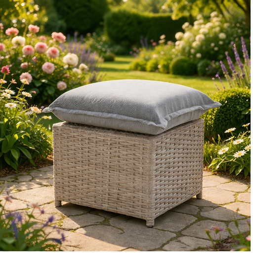 The Willow 🌿 6 Pcs Outdoor Rattan Dining Set Light Grey - Fire-pit Rise And Fall Table