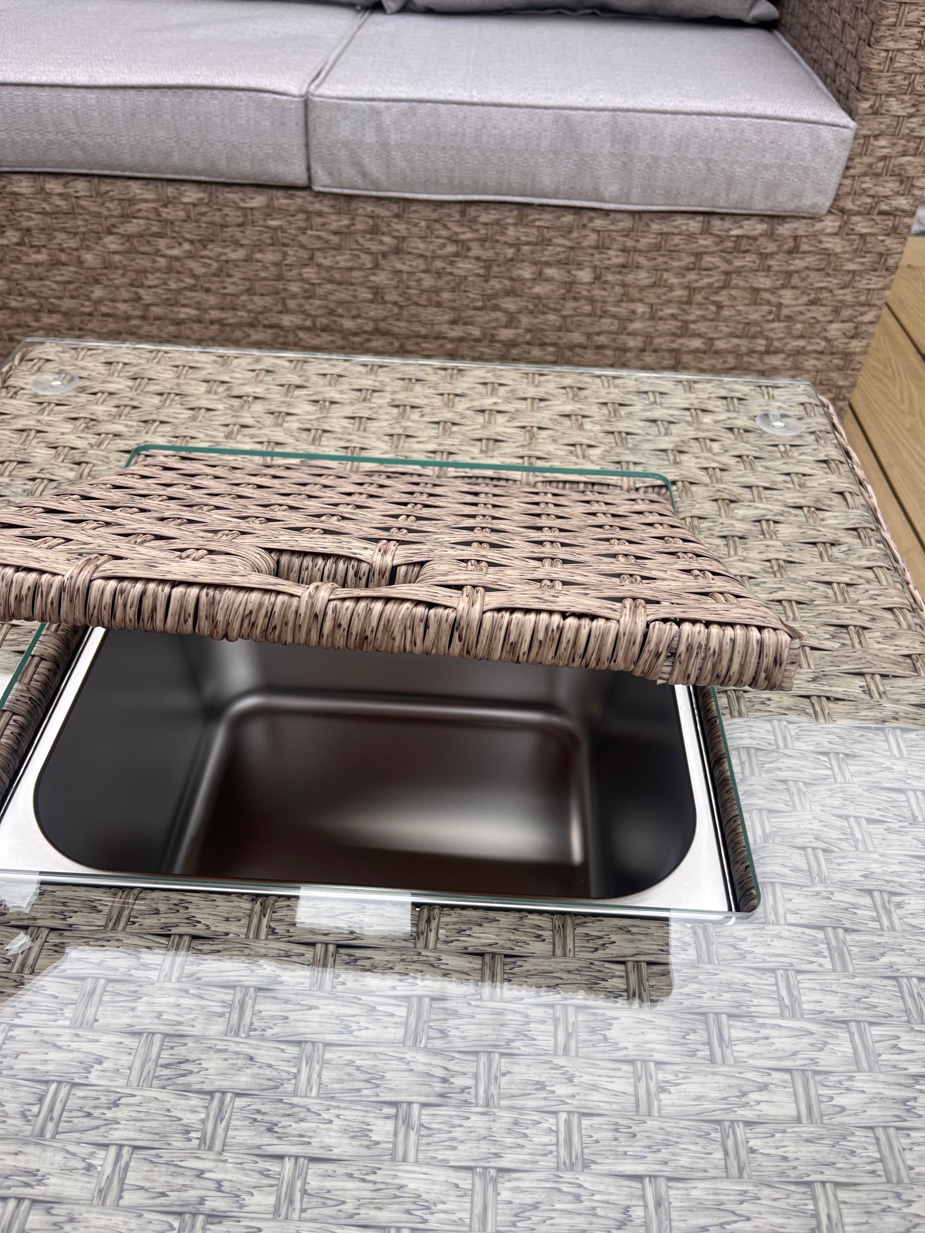 The Fern Corner Lounge Set with Ice Bucket Table – Brown/Beige