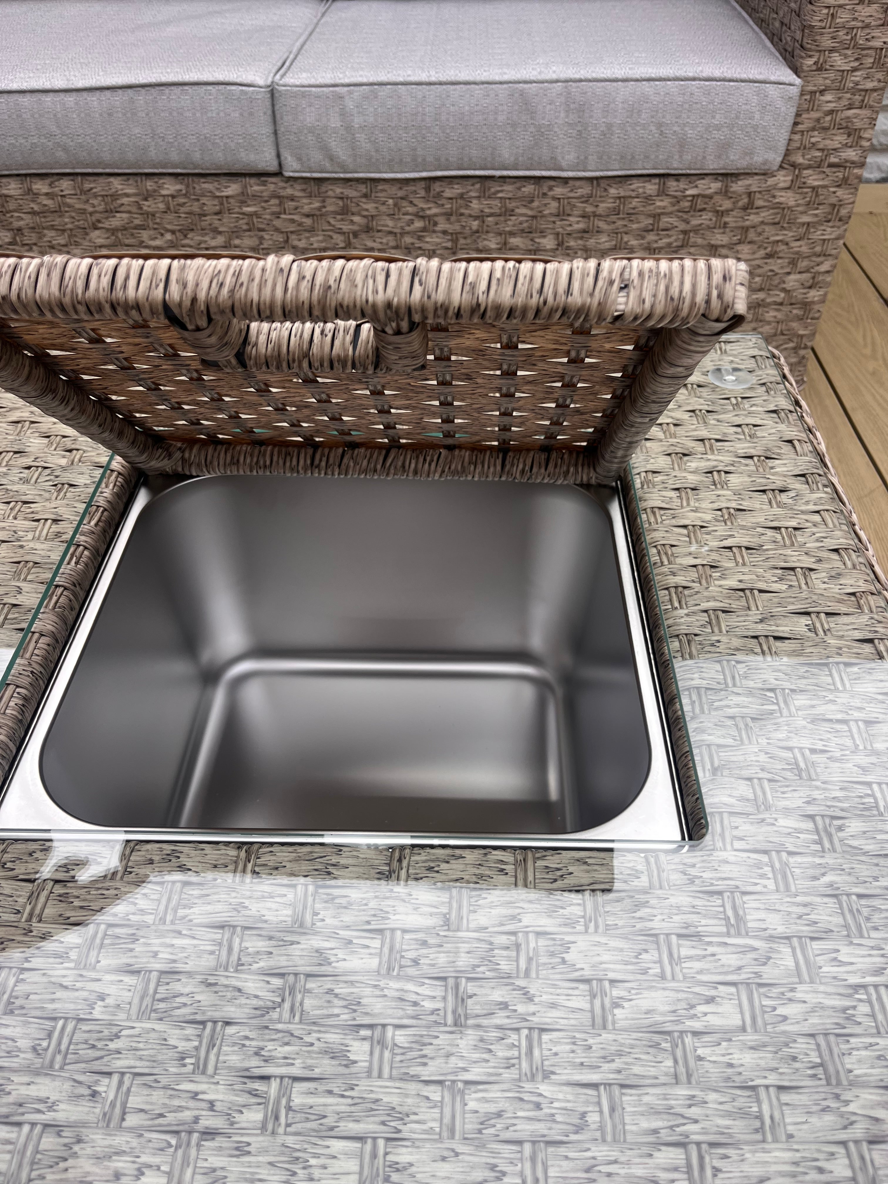 The Fern Corner Lounge Set with Ice Bucket Table – Brown/Beige