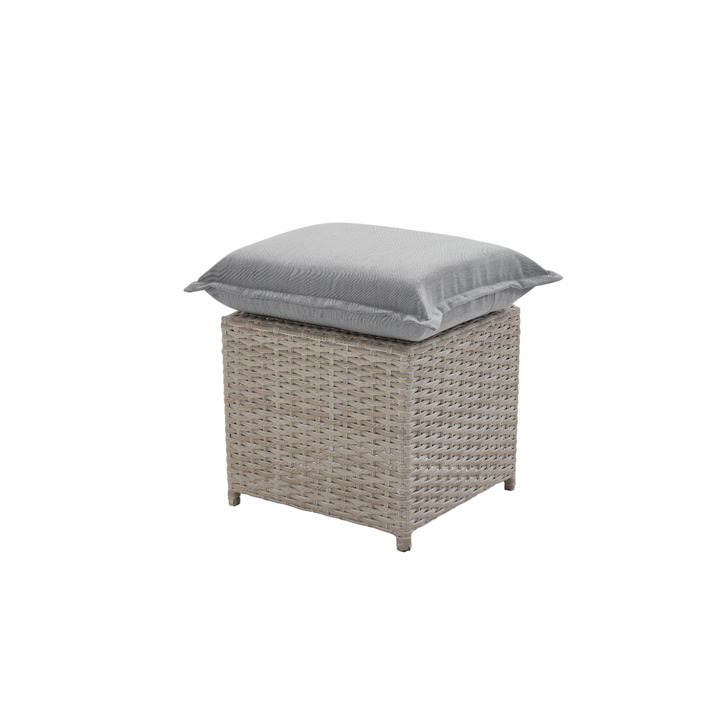 THE WILLOW 🌿 6 PCS OUTDOOR RATTAN DINING SET LIGHT GREY - FIREPIT RISE AND FALL TABLE