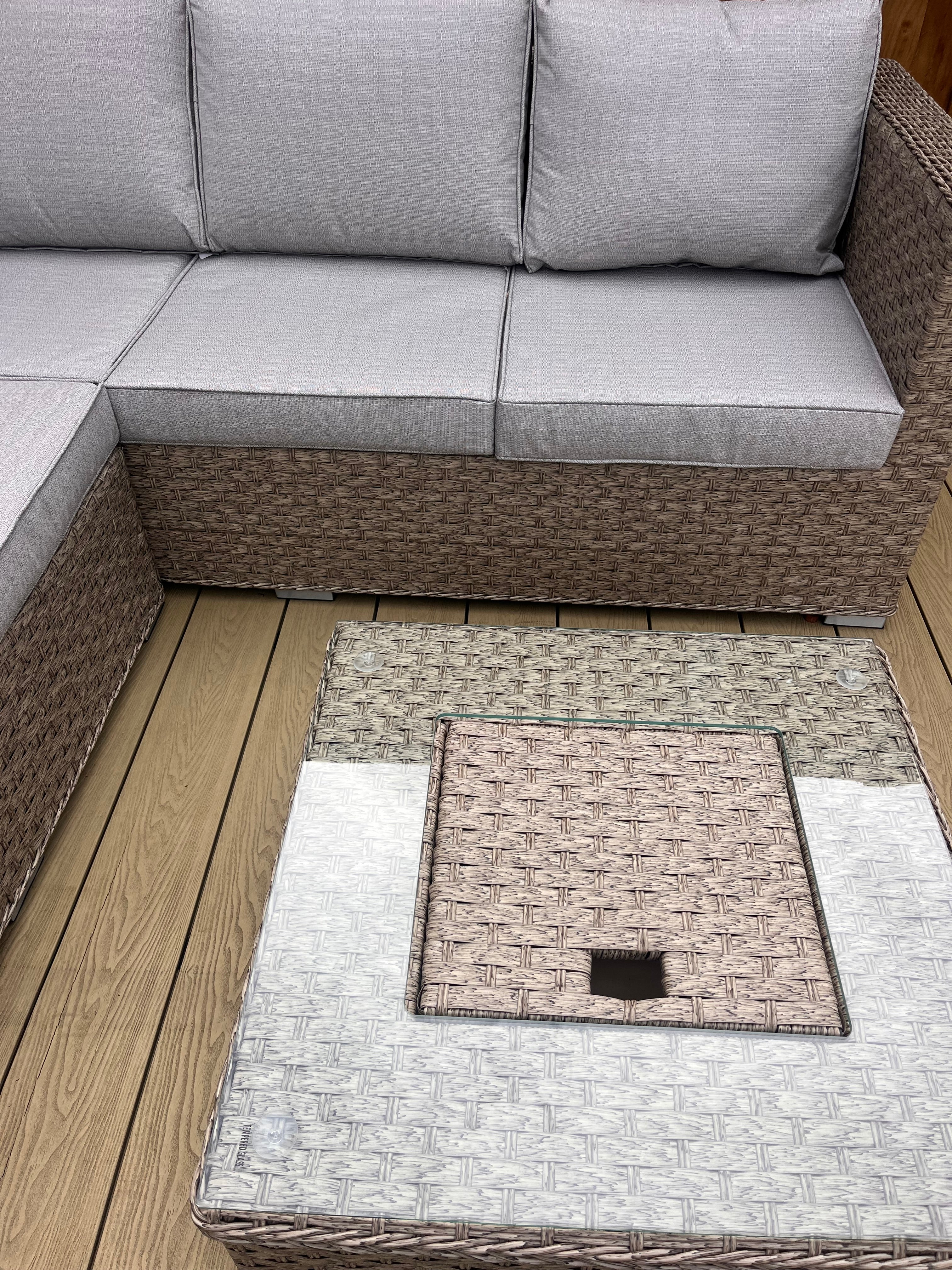 The Fern Corner Lounge Set with Ice Bucket Table – Brown/Beige