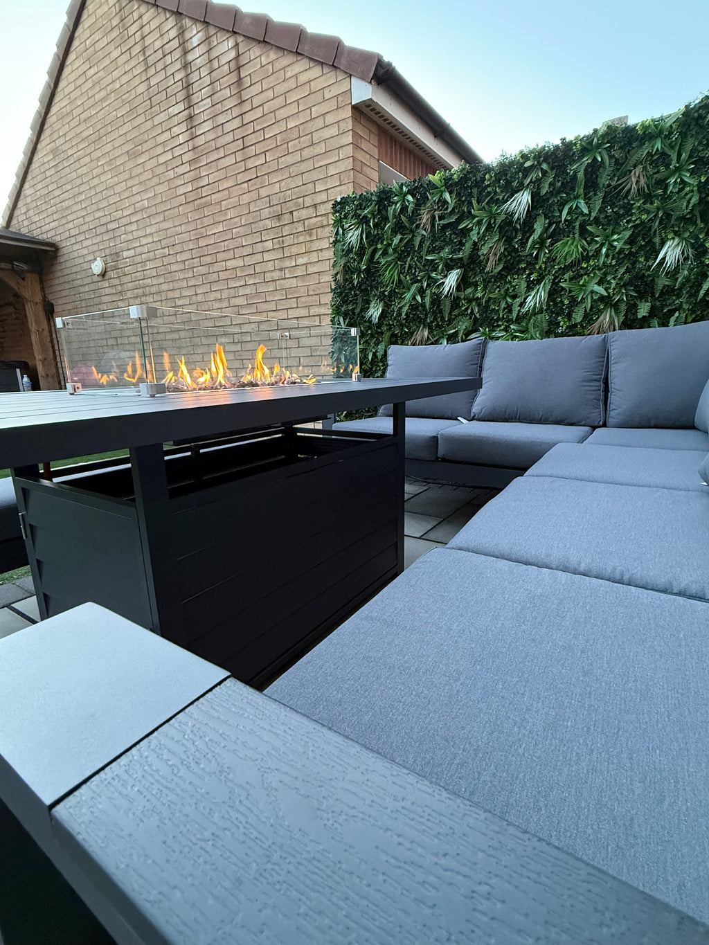 The Meadow 🌿 5 Pcs Aluminium Dining Set Light Grey - Fire-pit Table