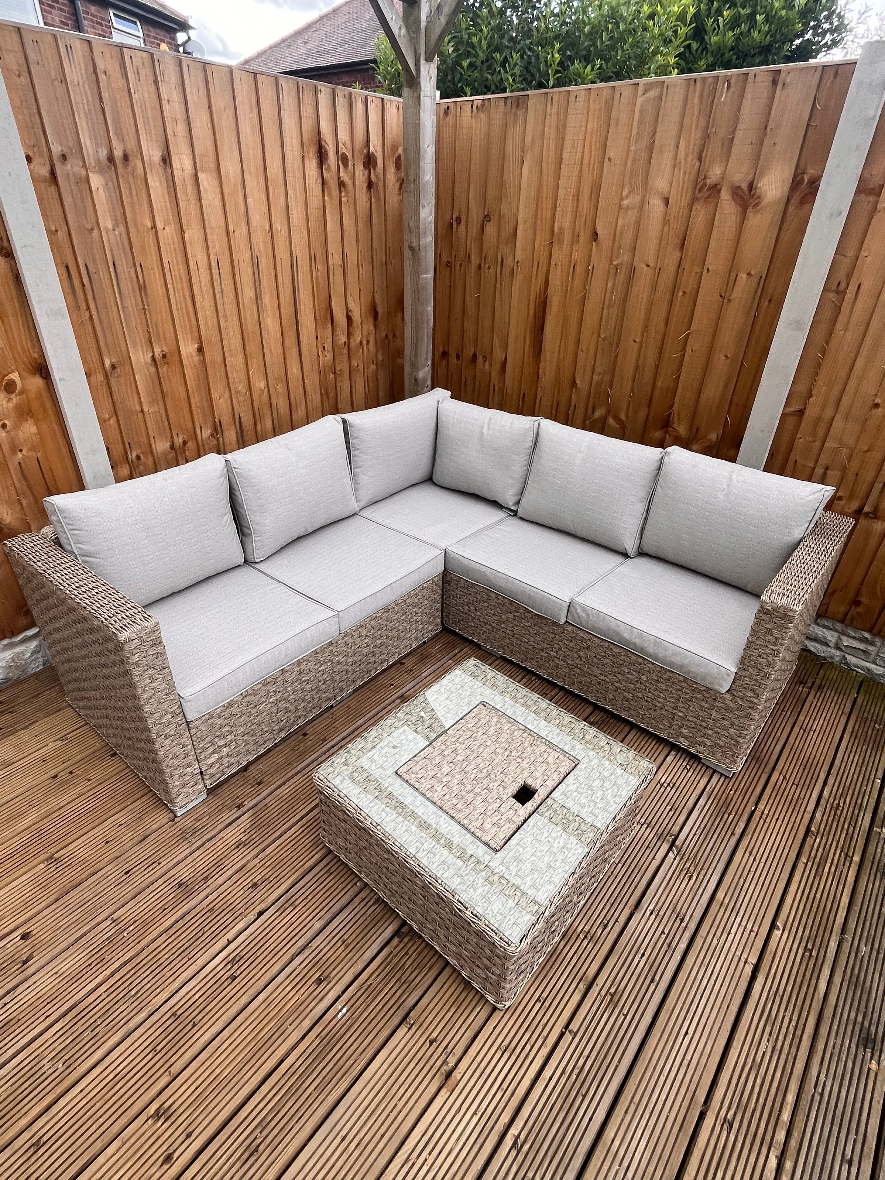 The Fern Corner Lounge Set with Ice Bucket Table – Brown/Beige