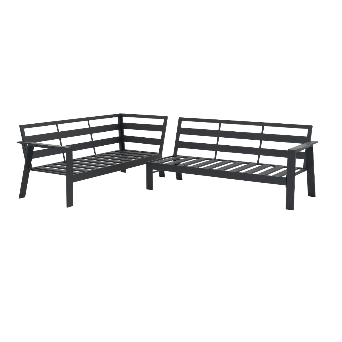 THE IVY 🌿 5 PC ALUMINUM CORNER DINING SET BLACK - FIREPIT TABLE