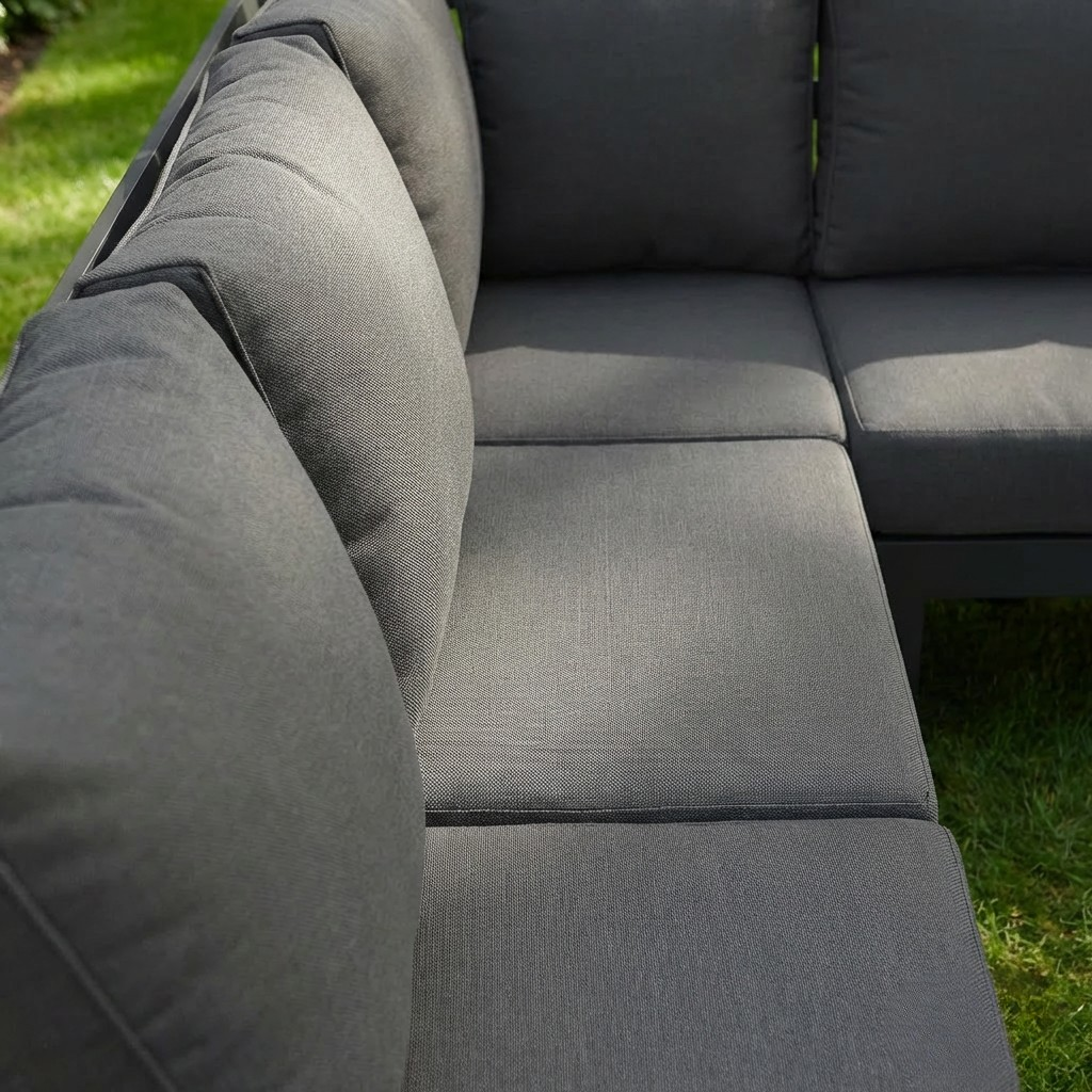 THE IVY 🌿 5 PC ALUMINUM CORNER DINING SET BLACK - FIREPIT TABLE