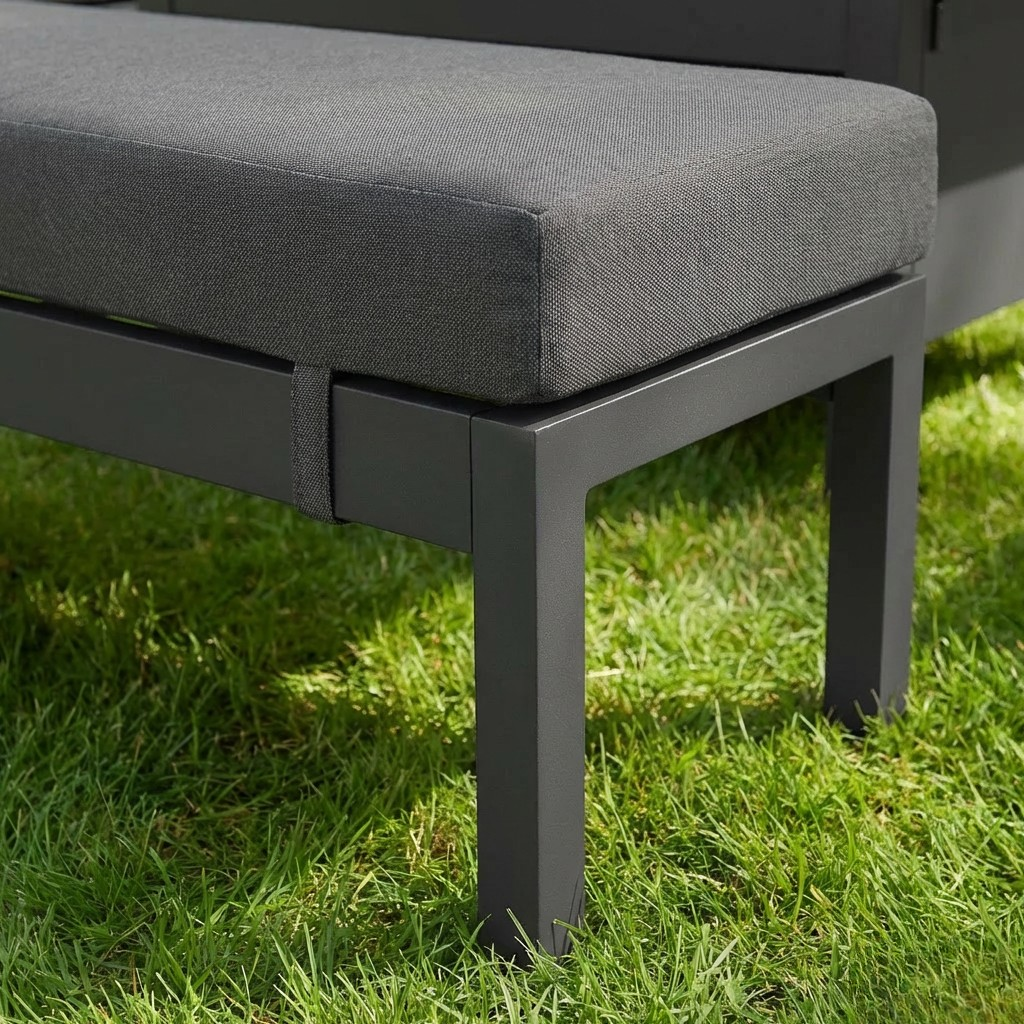 THE IVY 🌿 5 PC ALUMINUM CORNER DINING SET BLACK - FIREPIT TABLE