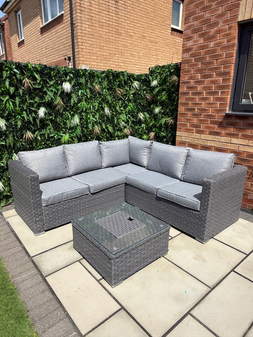 The Eden Corner Lounge Set with Ice Bucket Table – Grey
