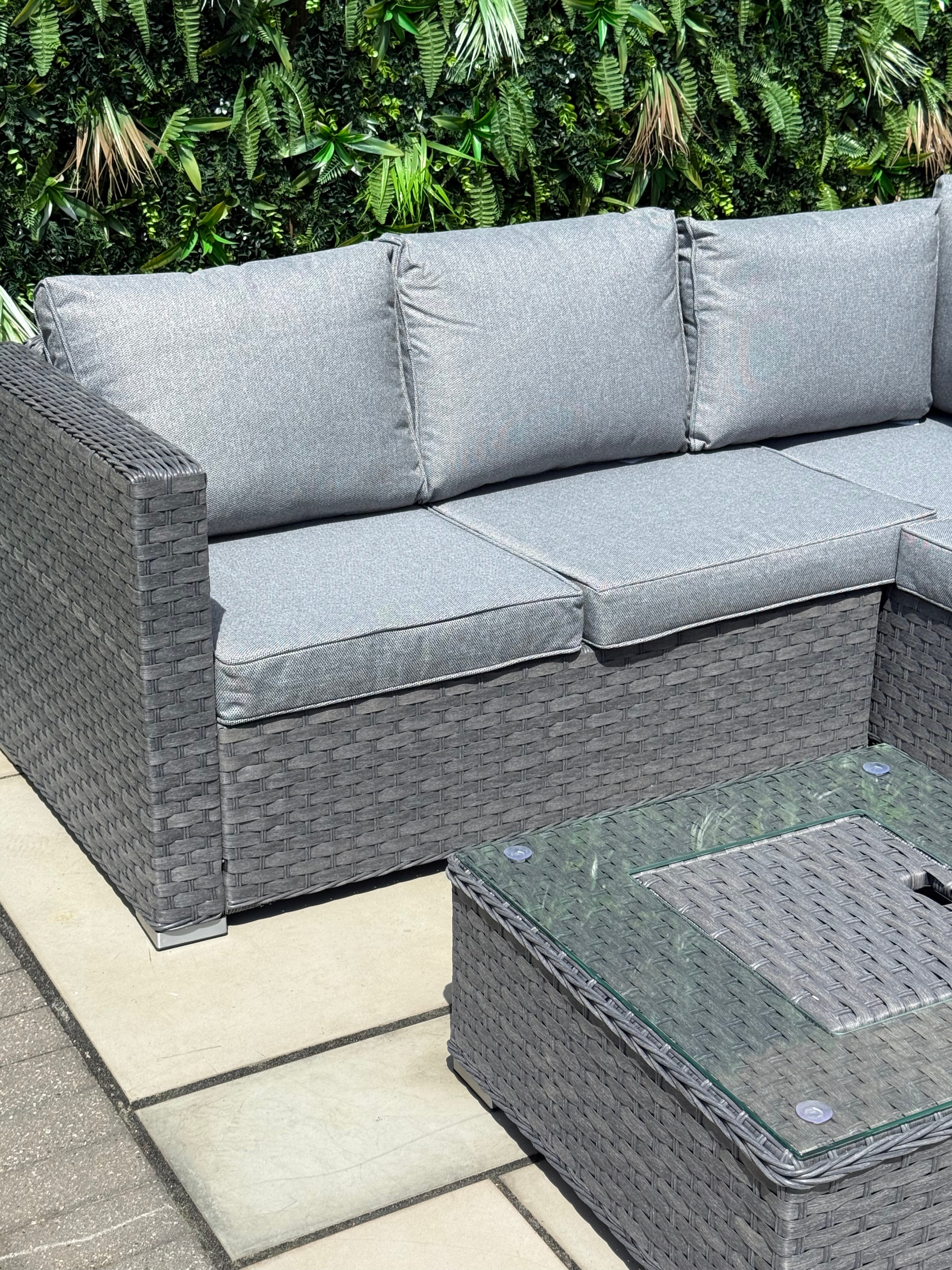 The Eden Corner Lounge Set with Ice Bucket Table – Grey