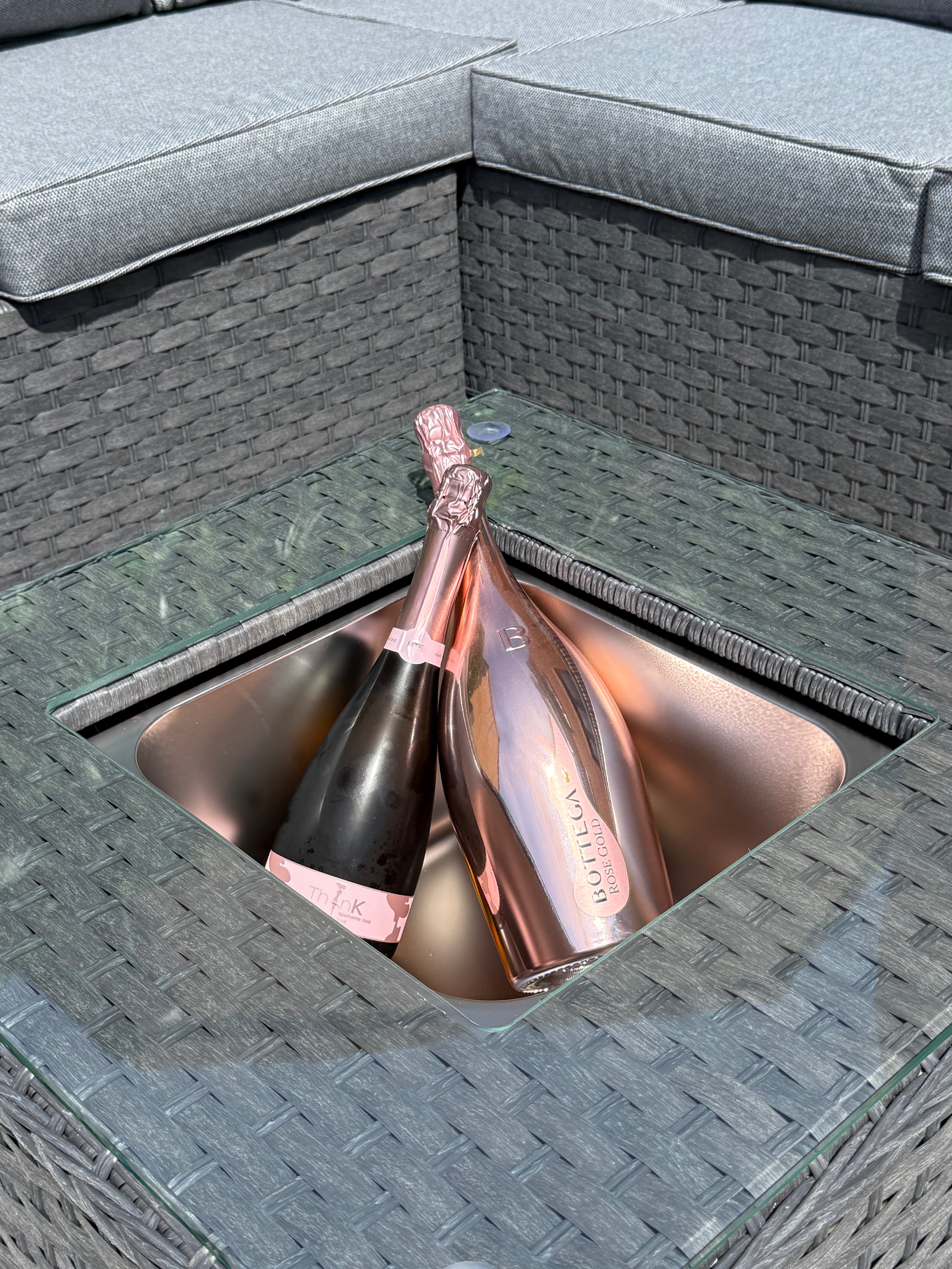 The Eden Corner Lounge Set with Ice Bucket Table – Grey