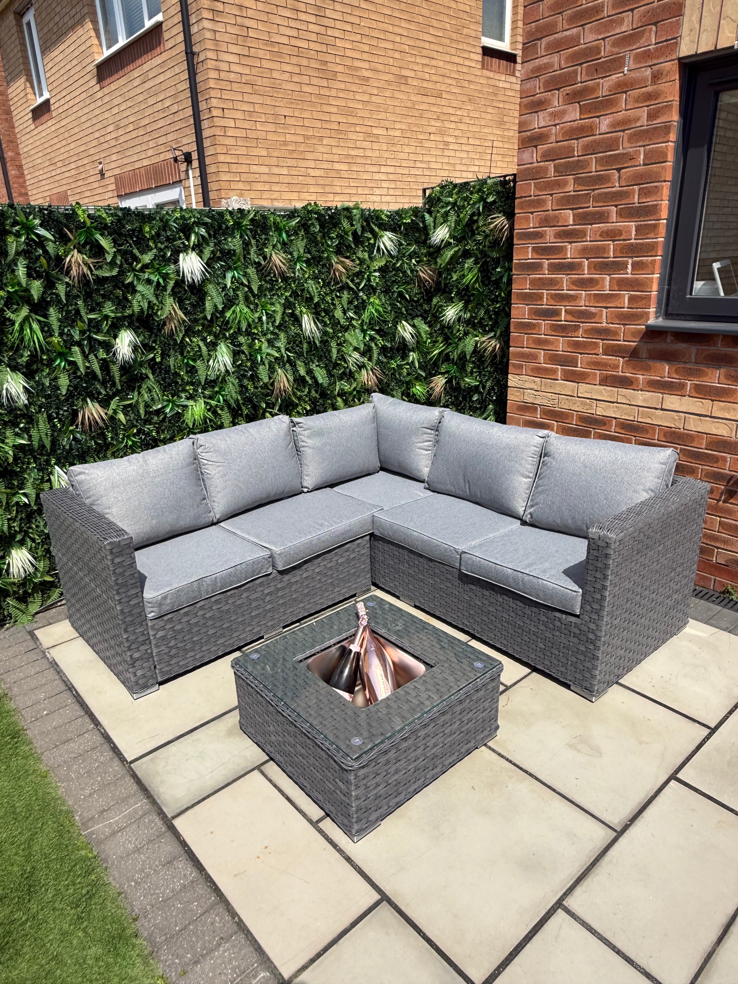 The Eden Corner Lounge Set with Ice Bucket Table – Grey