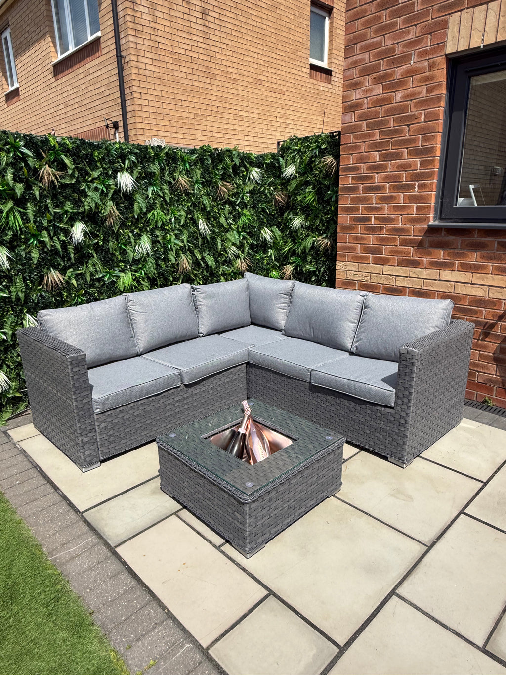 The Eden Corner Lounge Set with Ice Bucket Table – Grey