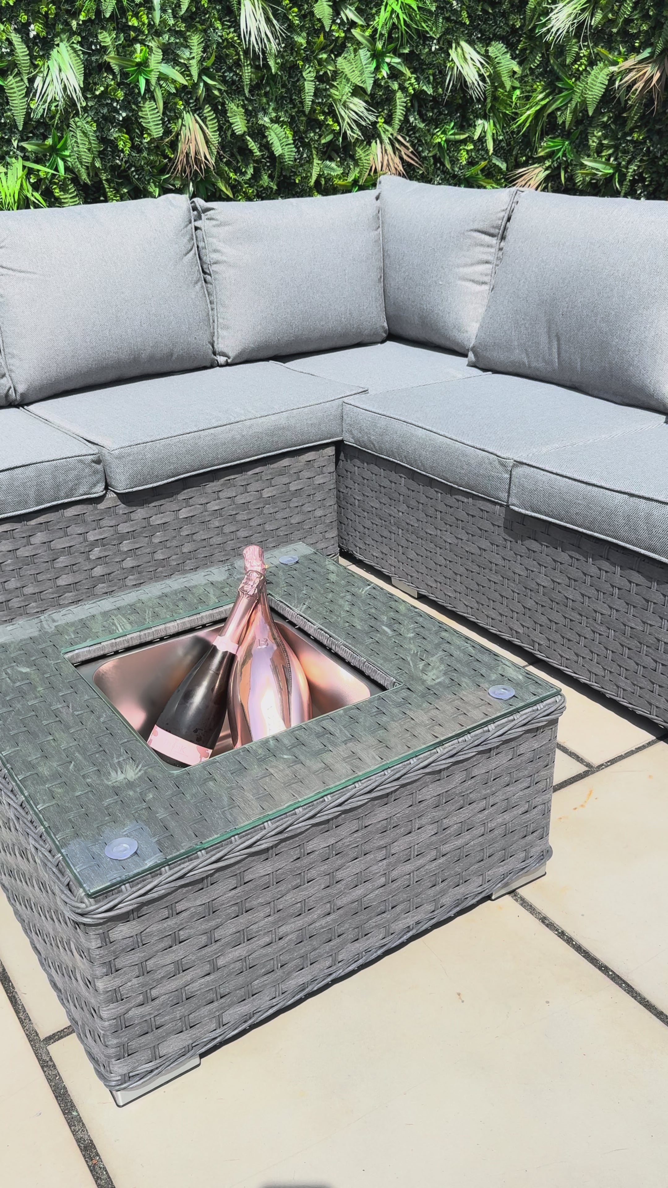 The Eden Corner Lounge Set with Ice Bucket Table – Grey